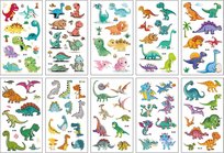 Tatuaż zmywalny tymczasowy zestaw 10 sztuk dla dzieci urodziny Dinozaury