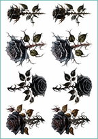 Tatuaże tymczasowe zmywalne, black rose, format arkusz A4