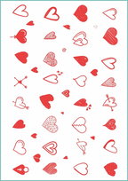 Tatuaże tymczasowe, zmywalne, czerwone serca,  format arkusz A4