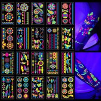 Tatuaże Tymczasowe Zmywalne Wodoodporne Świecące Świetle UV Neonowe Dzieci