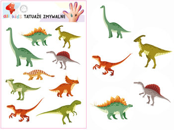 Tatuaże Zmywalne Dla Dzieci Dinozaury 15x10 cm - Inna marka