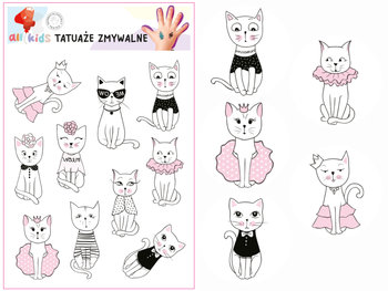 Tatuaże Zmywalne Dla Dzieci Dostojne Koty 15x10 cm - Inna marka