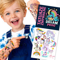 TATUAŻE ZMYWALNE DLA DZIECI DZIECIĘCE JEDNOROŻCE UNICORN WODNE JAKOŚĆ
