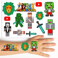 TATUAŻE ZMYWALNE DLA DZIECI TATUAŻ PALION STYLE MINECRAFT NAKLEJKI GRACZ MiSie
