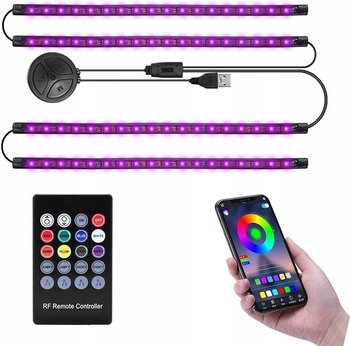 TAVALER OŚWIETLENIE WNĘTRZA SAMOCHODU 4 Paski LED RGB 72 - Inny producent