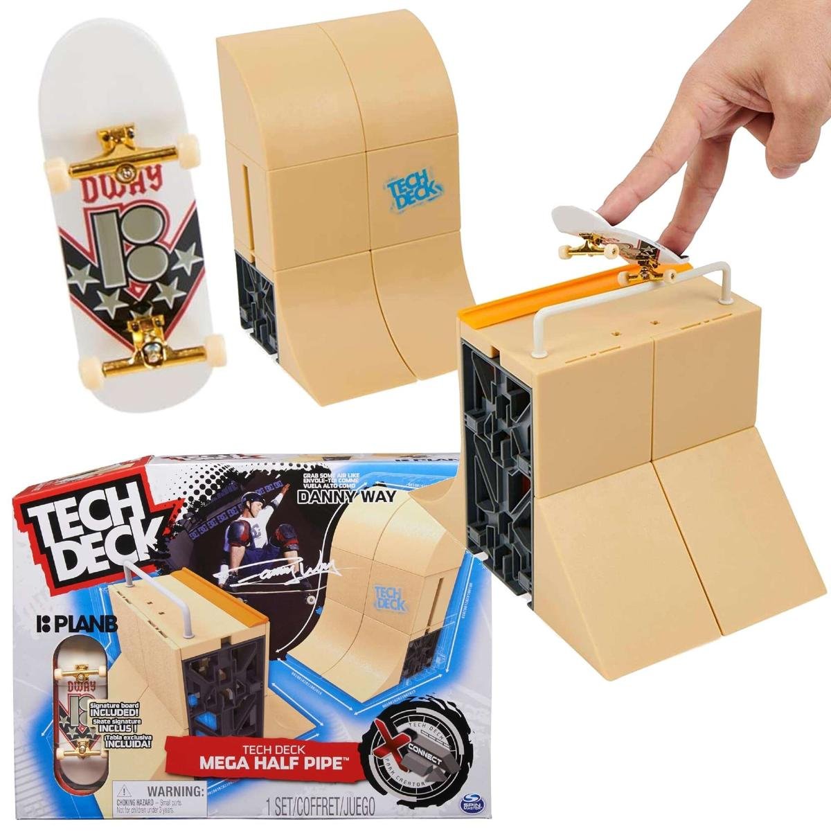 Tech Deck rampa Mega Half Pipe fingerboard + deskorolka XConnect 60 el