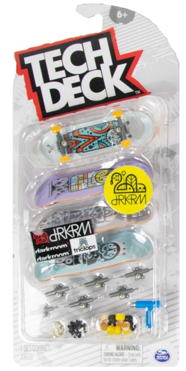 Tech Deck zestaw 4 deskorolki fingerboardy do złożenia Darkroom Spin