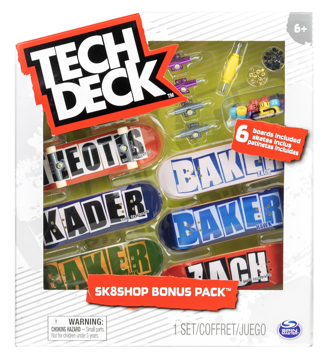 Фото - Машинка Spin Master Tech Deck zestaw Sk8Shop 6 deskorolek Bonus Pack Baker + akcesoria 
