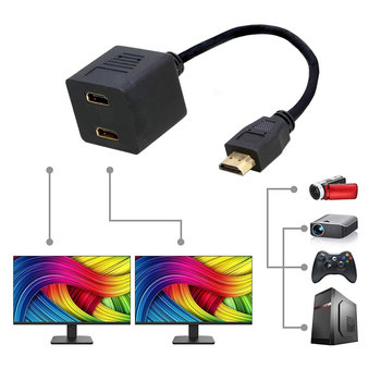 Techly 0.3m HDMI - 2x HDMI M/F kabel HDMI 0,3 m HDMI Typu A (Standard) 2 x HDMI Type A (Standard) Czarny - Techly