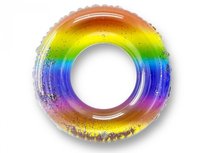 Tęczowo-brokatowe koło dmuchane 70 cm