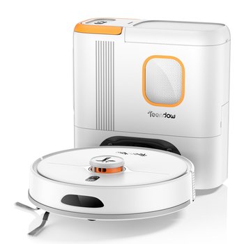 Teendow D20S MAX+ Robot Odkurzający - Ssaniem 6000Pa 5000mAh 180min 70dB 250ML Kosz i Zbiornik - Biały - Teendow