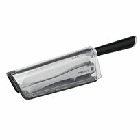Tefal K25790 Eversharp Nóż Santoku + Ostrzałka Do Noży, Zintegrowany System Szlifowania, Uniwersalny Nóż Kuchenny, Czarny, 16,5 Cm