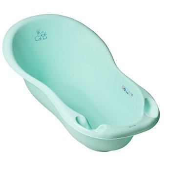Tega Baby, Wanienka dziecięca z odpływem, Króliczki, Miętowa, 102 cm - Tega Baby