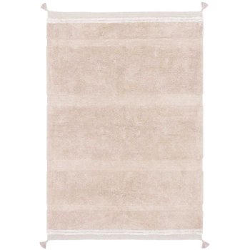 Teksturowany jasnoróżowy dywan bawełniany z pomponem XS - 90 x 130 cm - Lorena Canals