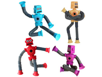 TELESKOPOWA Przyssawka ROBOT Figurka SPRĘŻYNKA Świeci LED sprężynowa MIX - Pegaz Toys