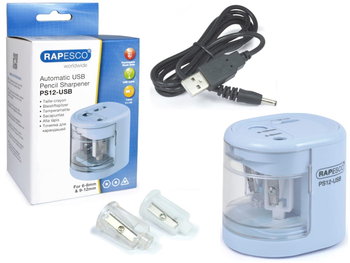 Temperówka elektryczna USB Rapesco na 2 grubości pudrowy niebieski