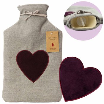 Termofor Duży 1.75L W Pokrowcu W Sweterku Ogrzewacz Na Wodę Serce Szary - EDANTI