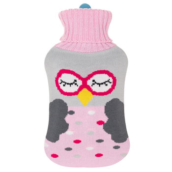 Termofor Na Wodę W Pokrowcu Sweterku Ogrzewacz 2L Sowa Różowa - Kamaju