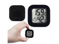 Termometr cyfrowy pokojowy z higrometrem, elektroniczna stacja do pomiaru temperatury i wilgotności, duży wyświetlacz LCD, wskaźnik komfortu z buźką, zakres od -10°C do 70°C i 10–90% RH, czarny, stojący lub na ścianę, bateria CR2032 w zestawie, do domu, sypialni, pokoju dziecka, biura i łazienki PrzydaSie.pl