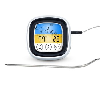 Termometr do grilla w kolorze BIAŁYM - Cyfrowy termometr do grilla z zegarem do grillowania i gotowania - Elektroniczne urządzenie do pomiaru temperatury termometr do grilla - Intirilife