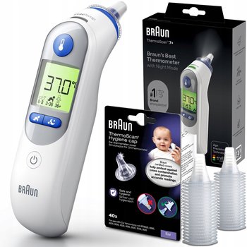 Termometr do ucha dla dzieci Braun Thermoscan 7+ dodatkowe KAPTURKI x40 - Braun
