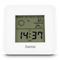 Termometr higrometr elektryczny Hama Borneo biały domowy prognoza pogody