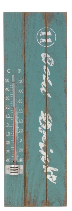 Termometr ścienny, turkusowy, 23x9,5x1 cm
