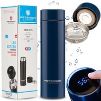 Termos do herbaty kawy kubek termiczny z termometrem LED 480 ml Peterson granatowy