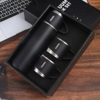 TERMOS Z FILIŻANKAMI 500ML TERMOS Z FILIŻANKAMI 500ML CZARNY KUBEK TERMICZNY STAL NIERDZEWNA ZESTAW