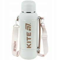 TERMOS Z KUBKIEM DUŻY 1200 ml METALOWY Z UCHWYTEM SIATECZKA BIAŁY KITE