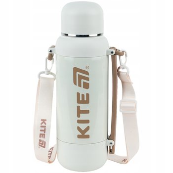 TERMOS Z KUBKIEM DUŻY 1200 ml METALOWY Z UCHWYTEM SIATECZKA BIAŁY KITE - KITE
