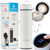 Termos z termometrem do kawy herbaty wyświetlacz LED 480 ml Peterson biały Peterson