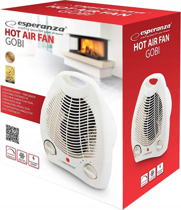 Termowentylator 1000W/2000W Gobi Esperanza Farelka Na Zimę