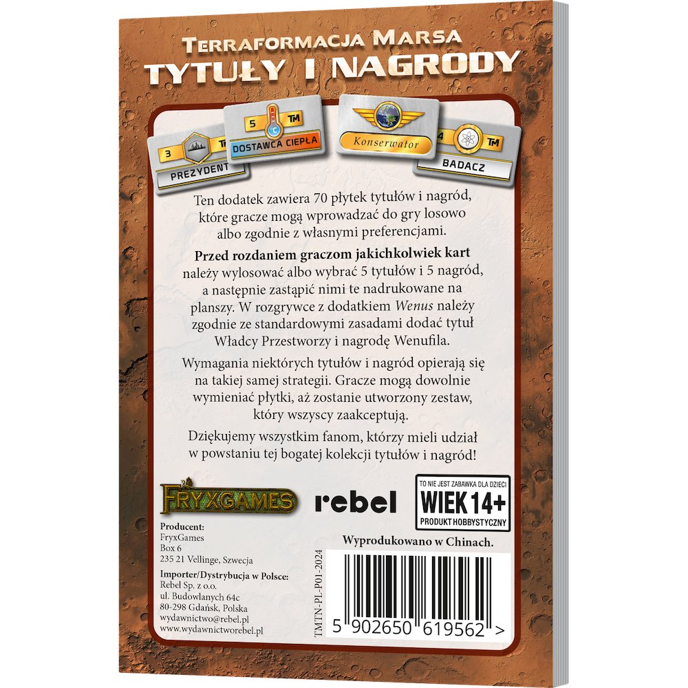 Terraformacja Marsa: Tytuły i nagrody, gra planszowa, Rebel