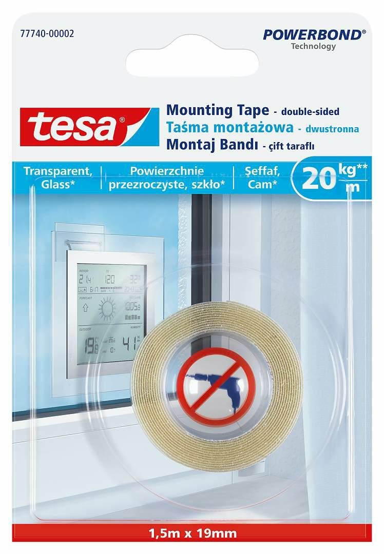 TESA, Taśma Montażowa 1.5M:19 mm Przezroczysta(77740-00007-00), H7774002