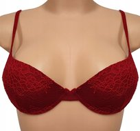 TEZENIS biustonosz czerwony usztywniany stanik koronka 75B Tezenis
