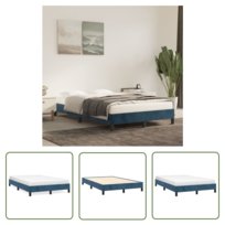 The Living Store Rama łóżka bez materaca - ciemnoniebieska - 120x200 cm - aksamitna - Rama Łóżka
