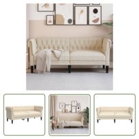 The Living Store Sofa Chesterfield dwuosobowa - obita lnem - Sofa