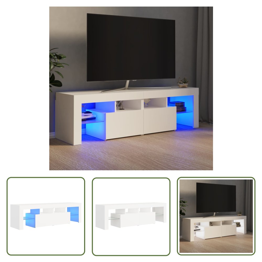 The Living Store Szafka Pod Tv Z O Wietleniem Led Bia A X X Cm Szafka Tv The