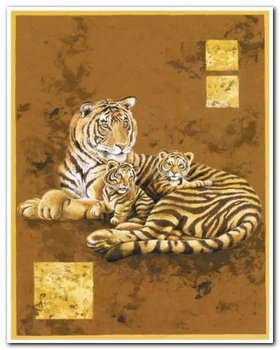 Tiger And Two Cubs plakat obraz 40x50cm - Wizard+Genius