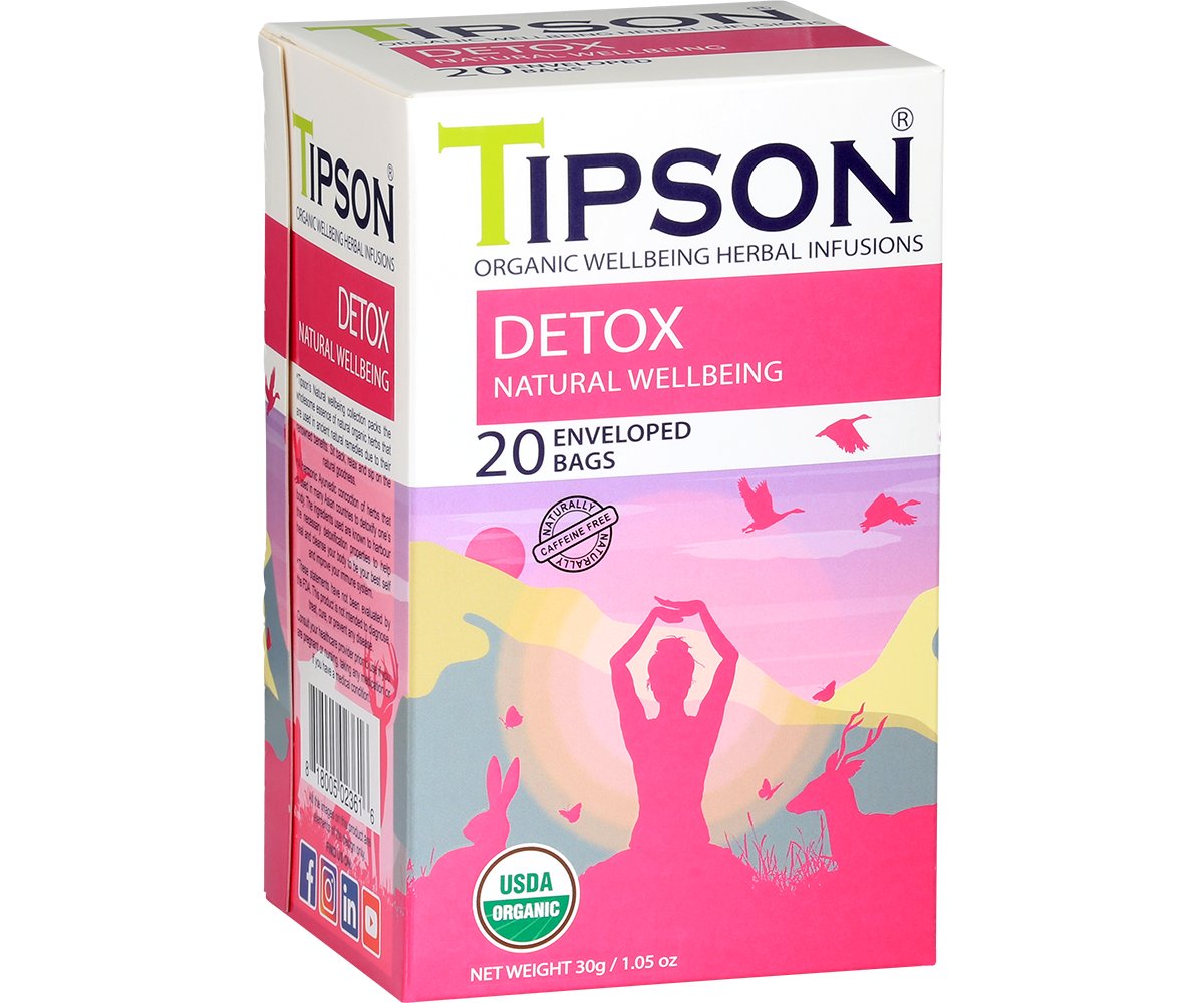 Tipson WELLNES DETOX TEA herbata ziołowa RUMIANEK IMBIR saszetki - 20 x ...