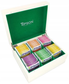 Tipson WELLNES zestaw herbat ziołowych 6 SMAKÓW saszetki DREWNIANA SKRZYNKA - 60 szt. - Tipson