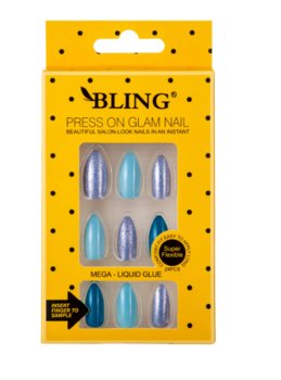 Tipsy BLING, Sztuczne paznokcie, (24 szt.) – glamour, wzór V - Bling