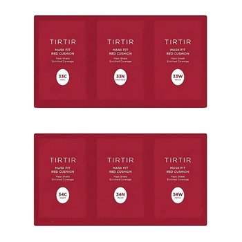 TIRTIR Mask Fit Red Cushion 6 Shade Trial Kit (33C/33N/33W,34C/34N/34W) - zestaw próbek (6x1g) - TIRTIR