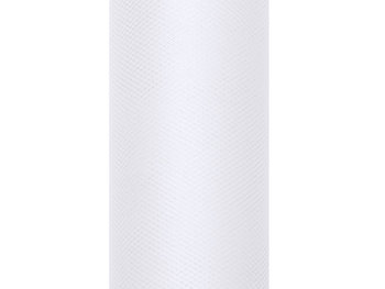 Tiul gładki, biały, 0,15 x 9 m - PartyDeco