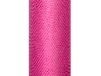 Tiul gładki, różowy, 0,08 x 20 m - PartyDeco