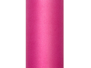 Tiul gładki, różowy, 0,30 x 9 m - PartyDeco