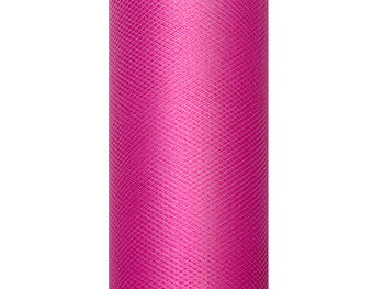 Tiul gładki, różowy, 0,30 x 9 m - PartyDeco
