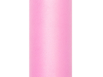 Tiul gładki, różowy jasny, 0,08 x 20 m - PartyDeco