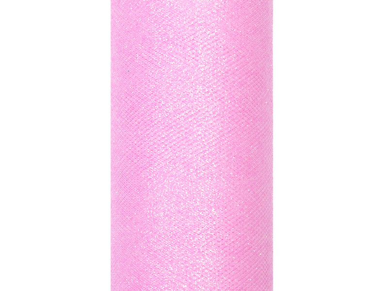 Tiul z brokatem, różowy, 15 cm x 9 m-Zdjęcie-0